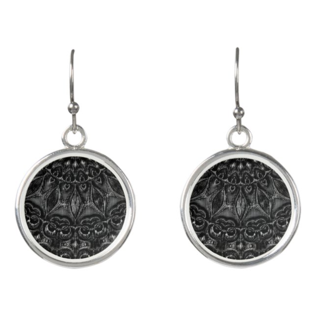 Charcoal Mandala  Earrings (Front)