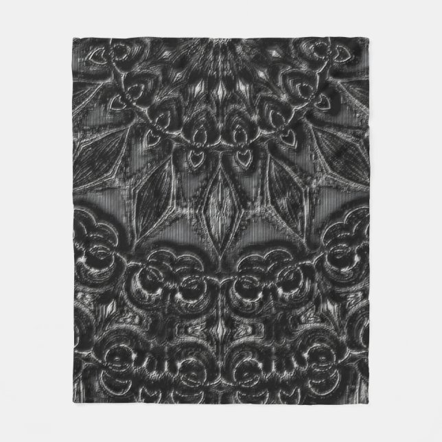 Charcoal Mandala  Fleece Blanket (Front)