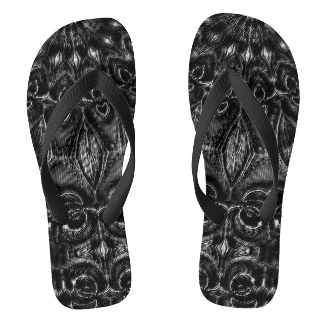 Charcoal Mandala   Flip Flops (Footbed)