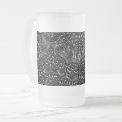 Charcoal Mandala   Frosted Glass Beer Mug