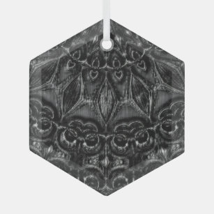 Charcoal Mandala   Glass Ornament