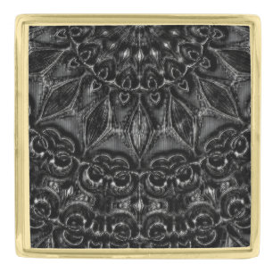 Charcoal Mandala Gold Finish Lapel Pin