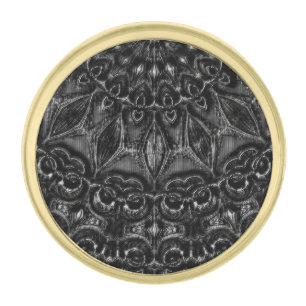 Charcoal Mandala Gold Finish Lapel Pin