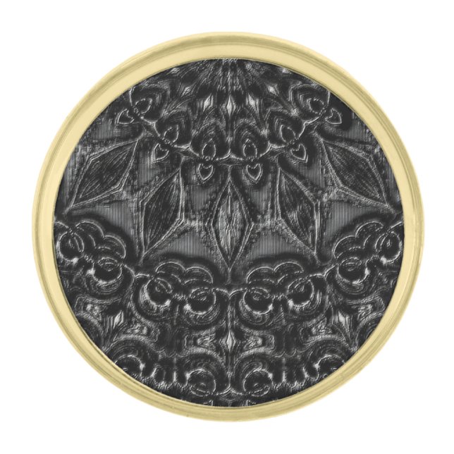 Charcoal Mandala   Gold Finish Lapel Pin (Front)