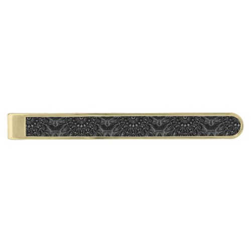 Charcoal Mandala    Gold Finish Tie Bar