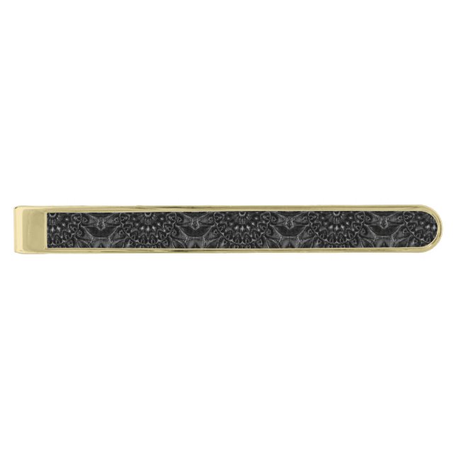Charcoal Mandala    Gold Finish Tie Bar (Front)