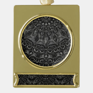 Charcoal Mandala   Gold Plated Banner Ornament