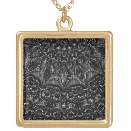 Charcoal Mandala    Gold Plated Necklace