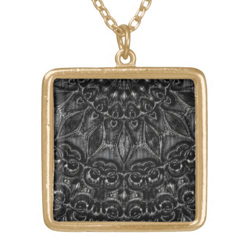 Charcoal Mandala    Gold Plated Necklace