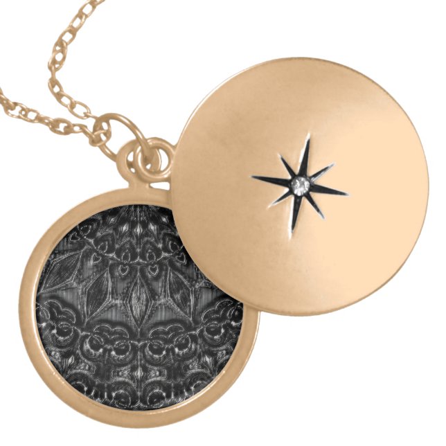 Charcoal Mandala    Gold Plated Necklace (Front)