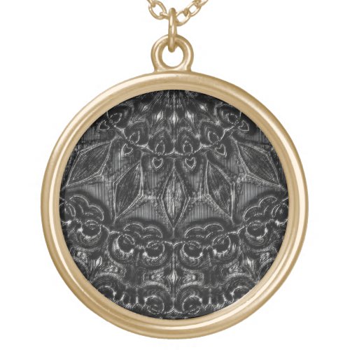 Charcoal Mandala    Gold Plated Necklace