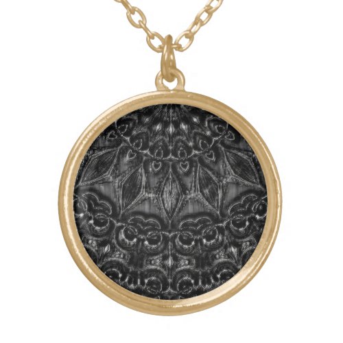 Charcoal Mandala    Gold Plated Necklace