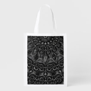 Charcoal Mandala Grocery Bag
