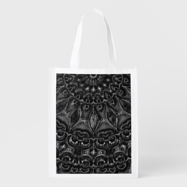 Charcoal Mandala  Grocery Bag (Front)