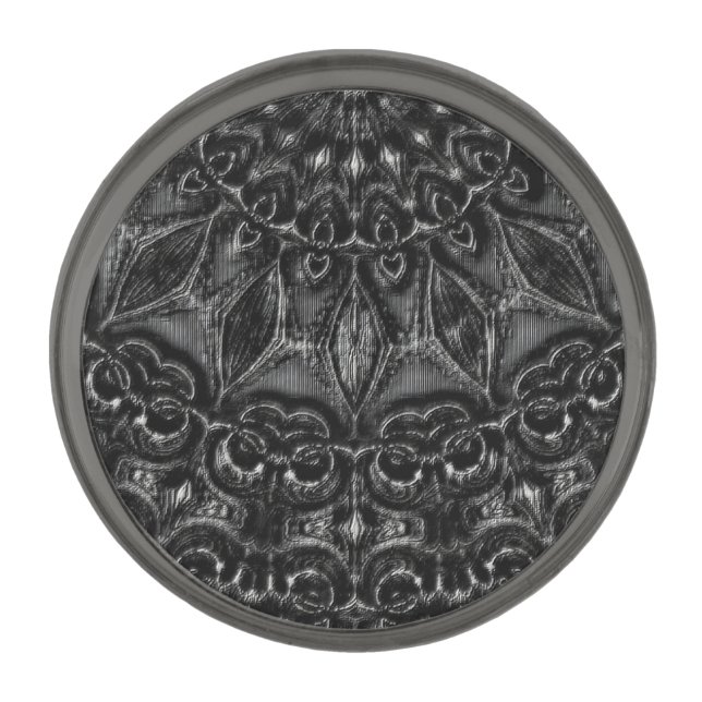 Charcoal Mandala   Gunmetal Finish Lapel Pin (Front)