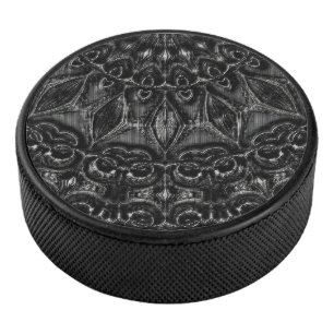 Charcoal Mandala Hockey Puck