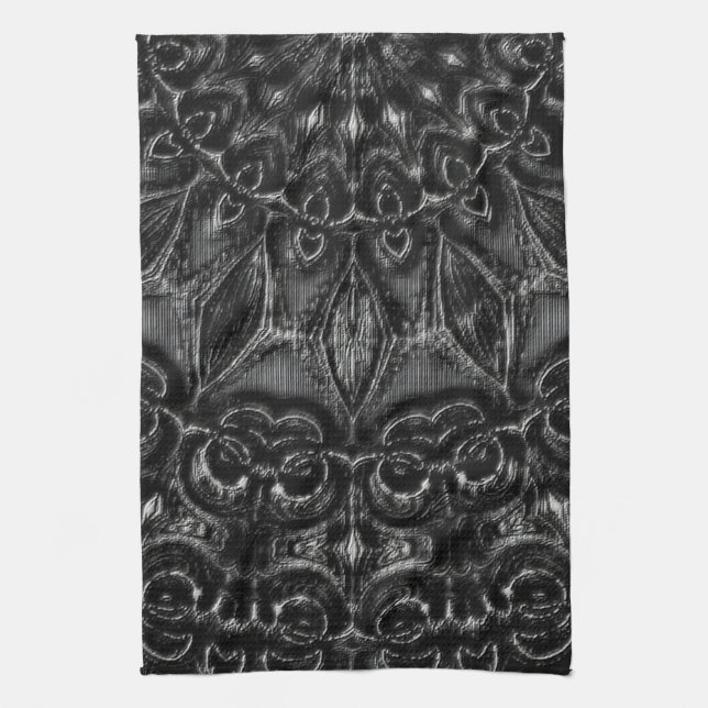 Charcoal Mandala  Kitchen Towel (Vertical)