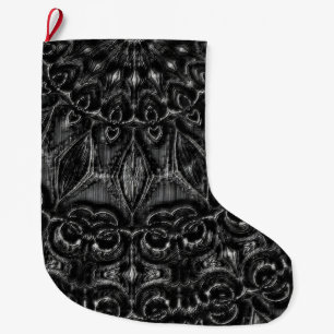 Charcoal Mandala   Large Christmas Stocking