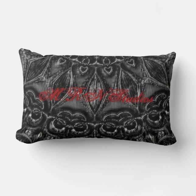 Charcoal Mandala   Lumbar Pillow (Front)