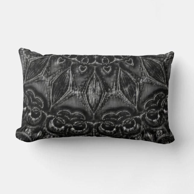 Charcoal Mandala   Lumbar Pillow (Front)