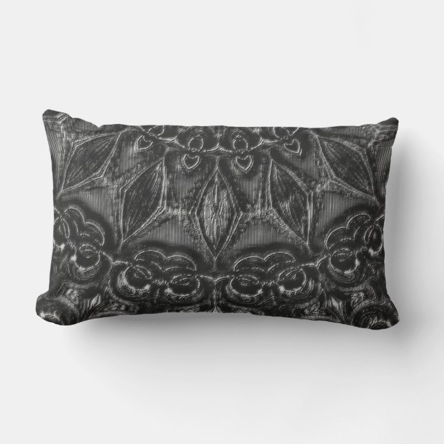 Charcoal Mandala   Lumbar Pillow (Front)