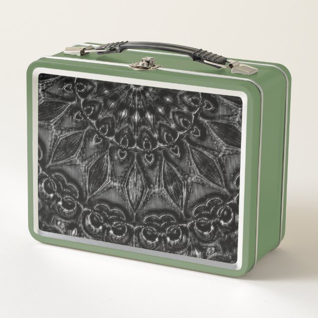 Charcoal Mandala  Metal Lunch Box (Front)