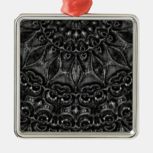 Charcoal Mandala Metal Ornament