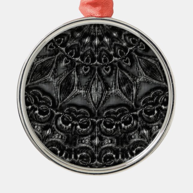 Charcoal Mandala   Metal Ornament (Front)