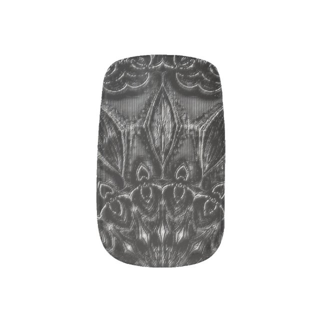 Charcoal Mandala  Minx Nail Art (Left Thumb)