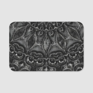 Charcoal Mandala Name Tag