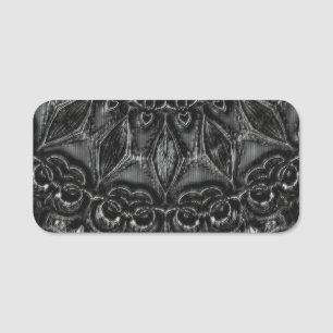 Charcoal Mandala Name Tag