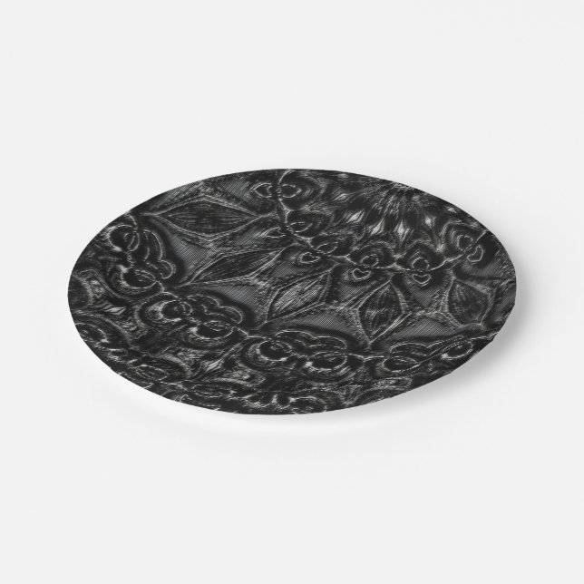 Charcoal Mandala  Paper Plates (Angled)