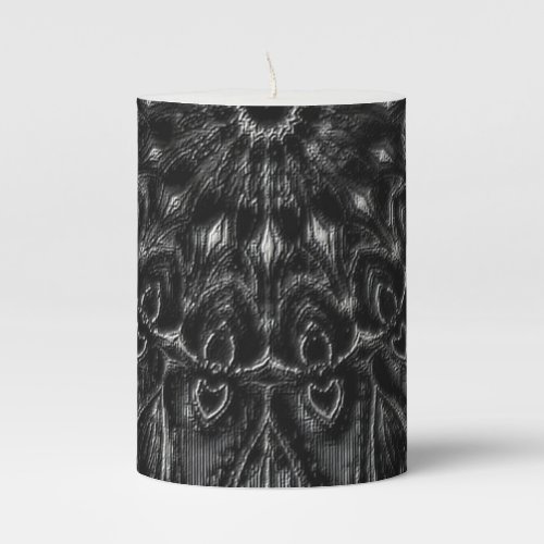 Charcoal Mandala   Pillar Candle