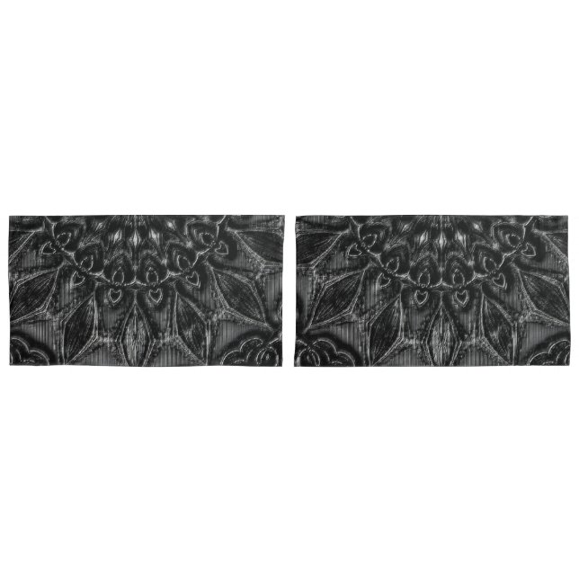 Charcoal Mandala   Pillow Case (Front-Set)