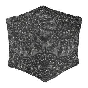 Charcoal Mandala  Pouf