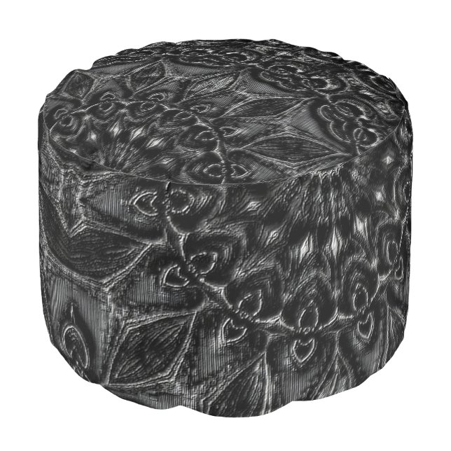 Charcoal Mandala  Pouf (Angled Front)