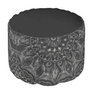 Charcoal Mandala  Pouf