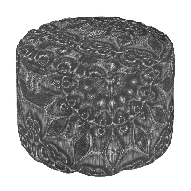 Charcoal Mandala  Pouf (Angled Back)