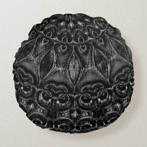 Charcoal Mandala  Round Pillow