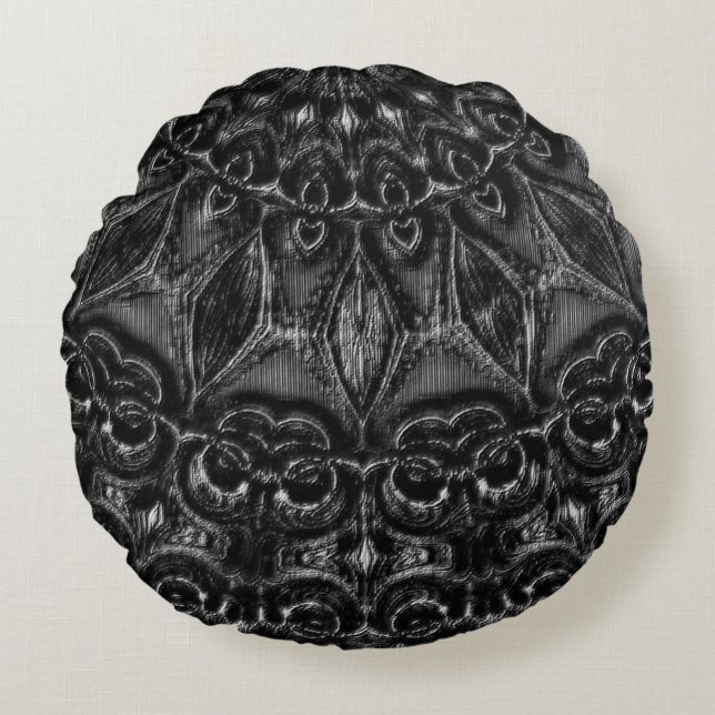Charcoal Mandala  Round Pillow (Front)