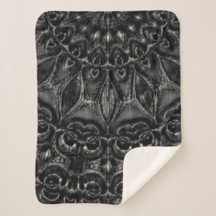 Charcoal Mandala  Sherpa Blanket