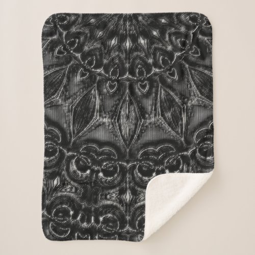 Charcoal Mandala  Sherpa Blanket