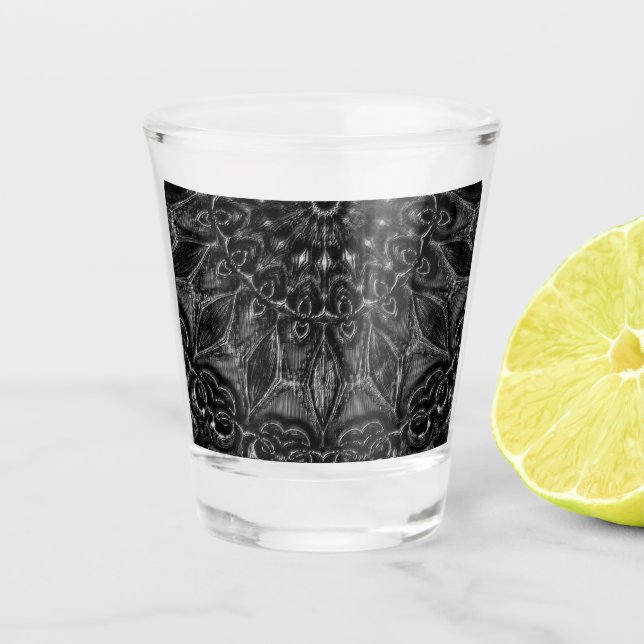 Charcoal Mandala  Shot Glass (Front)