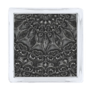 Charcoal Mandala Silver Finish Lapel Pin