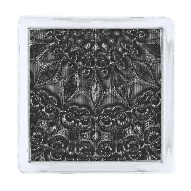 Charcoal Mandala   Silver Finish Lapel Pin (Front)