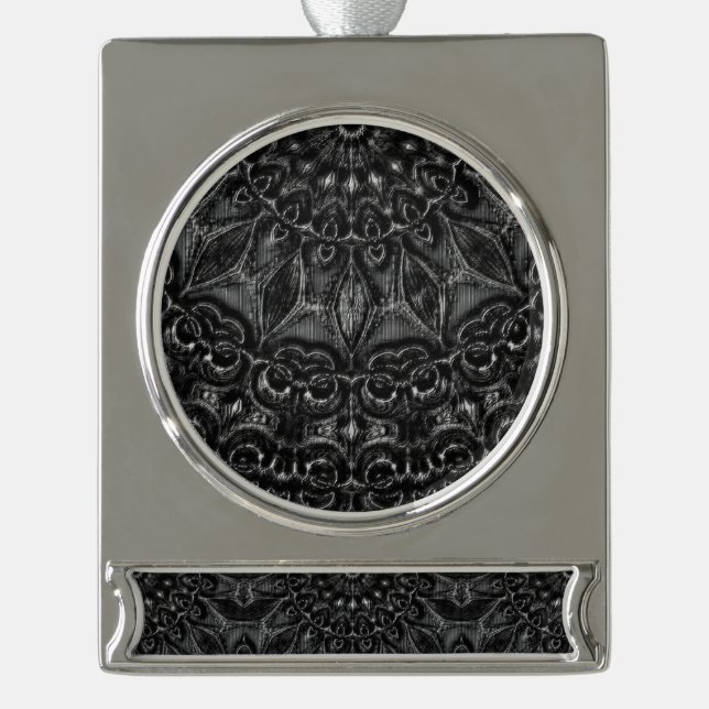Charcoal Mandala  Silver Plated Banner Ornament (Front)