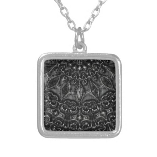 Charcoal Mandala    Silver Plated Necklace