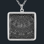 Charcoal Mandala   Silver Plated Necklace<br><div class="desc">Thank you for checking out my design. Follow my art on Instagram @MRNStudios or ko-fi.com/mrnstudios</div>