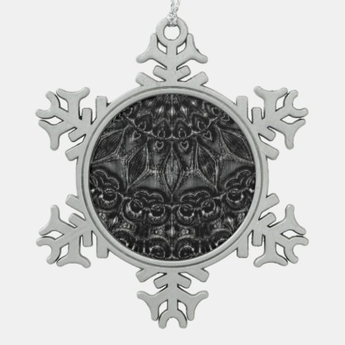 Charcoal Mandala  Snowflake Pewter Christmas Ornament