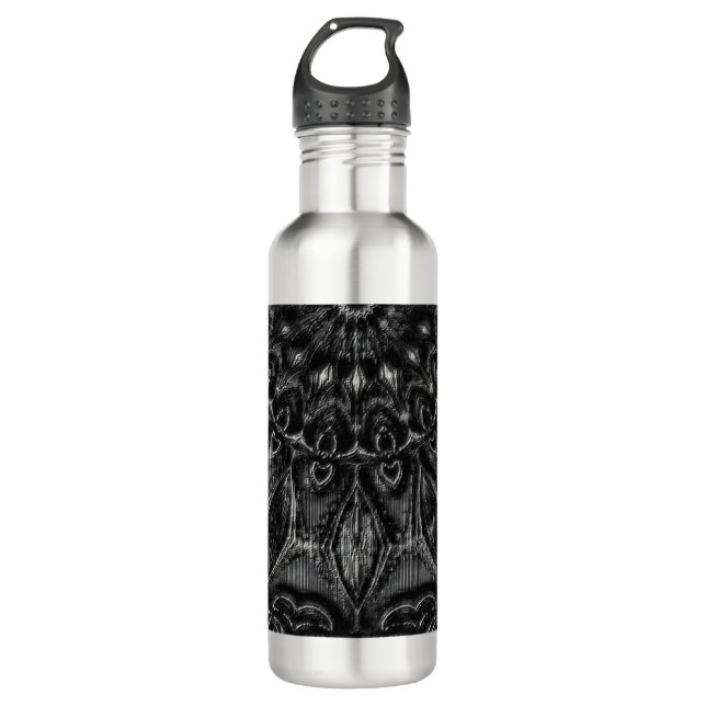 Charcoal Mandala  Stainless Steel Water Bottle (Front)